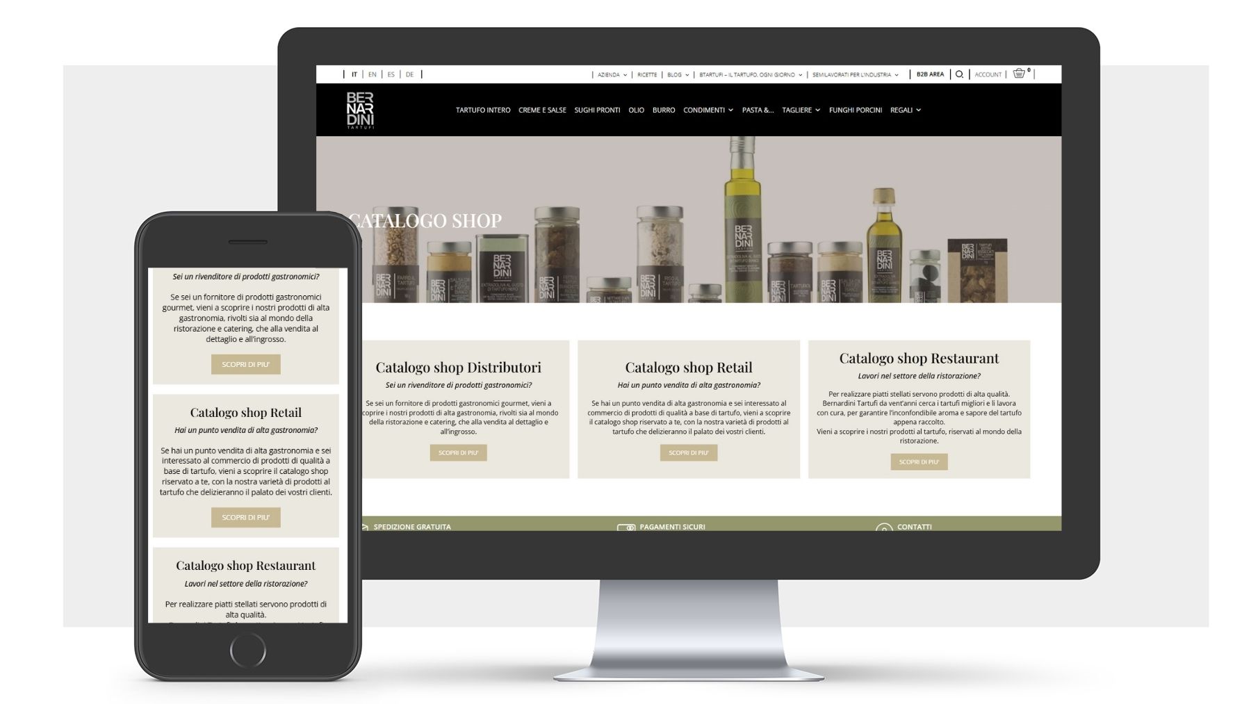 Neikos per Bernardini Tartufi. sito web, b2b, canali di vendita differenziati