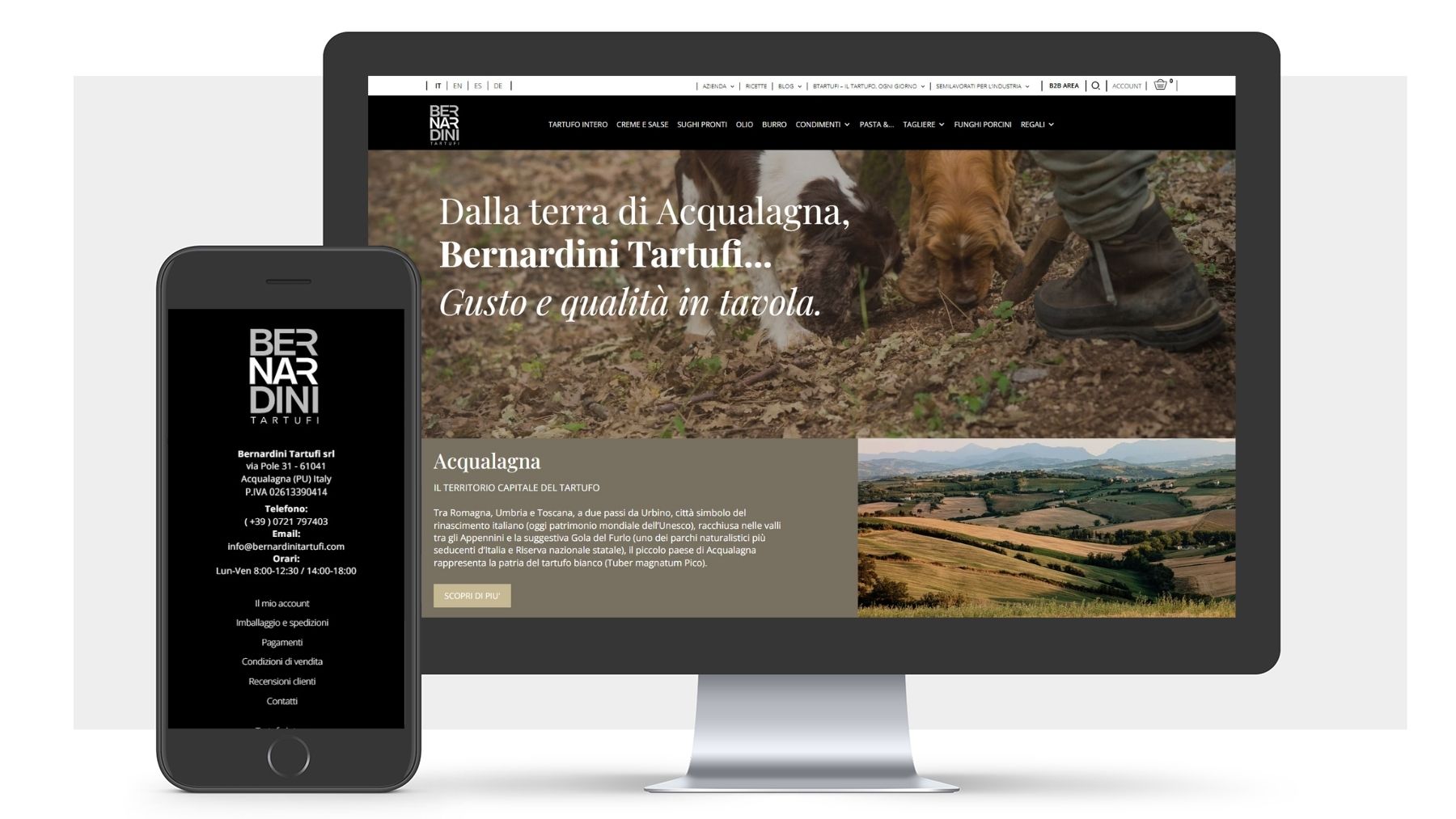 Neikos per Bernardini Tartufi. sito web, prodotti al tartufo, valorizzare il territorio