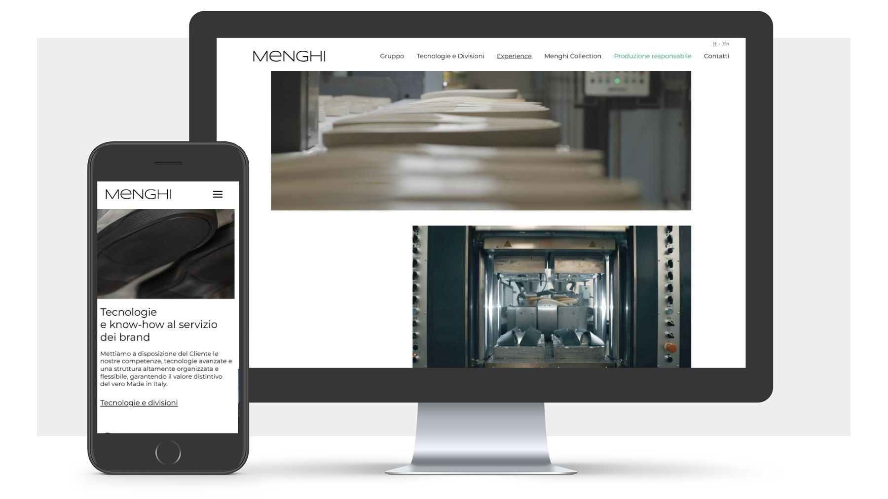 Web design corporate realizzato da Neikos per Menghi Shoes settore fashion luxury
