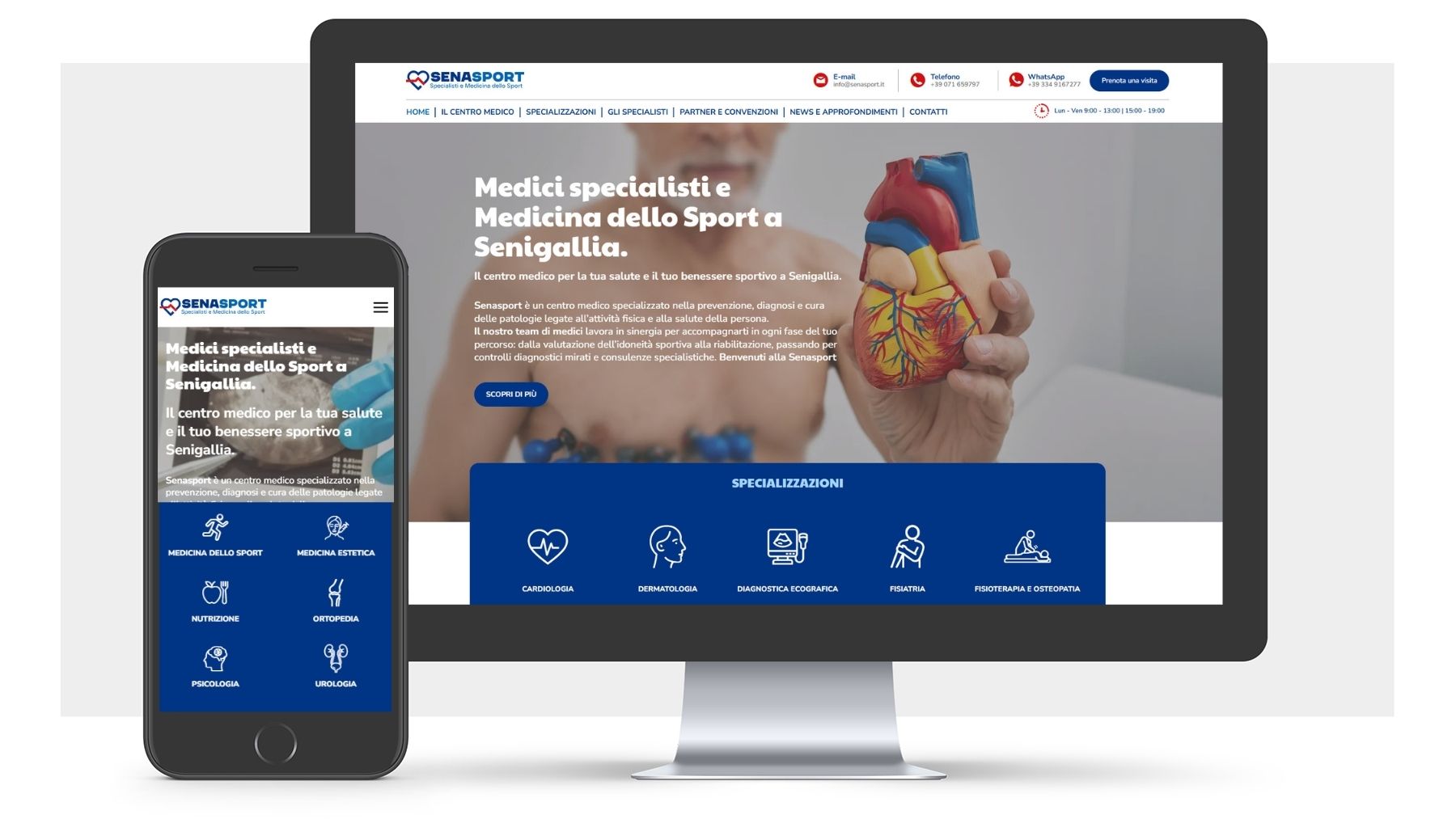 Homepage del nuovo sito web Senasport sviluppato da Neikos