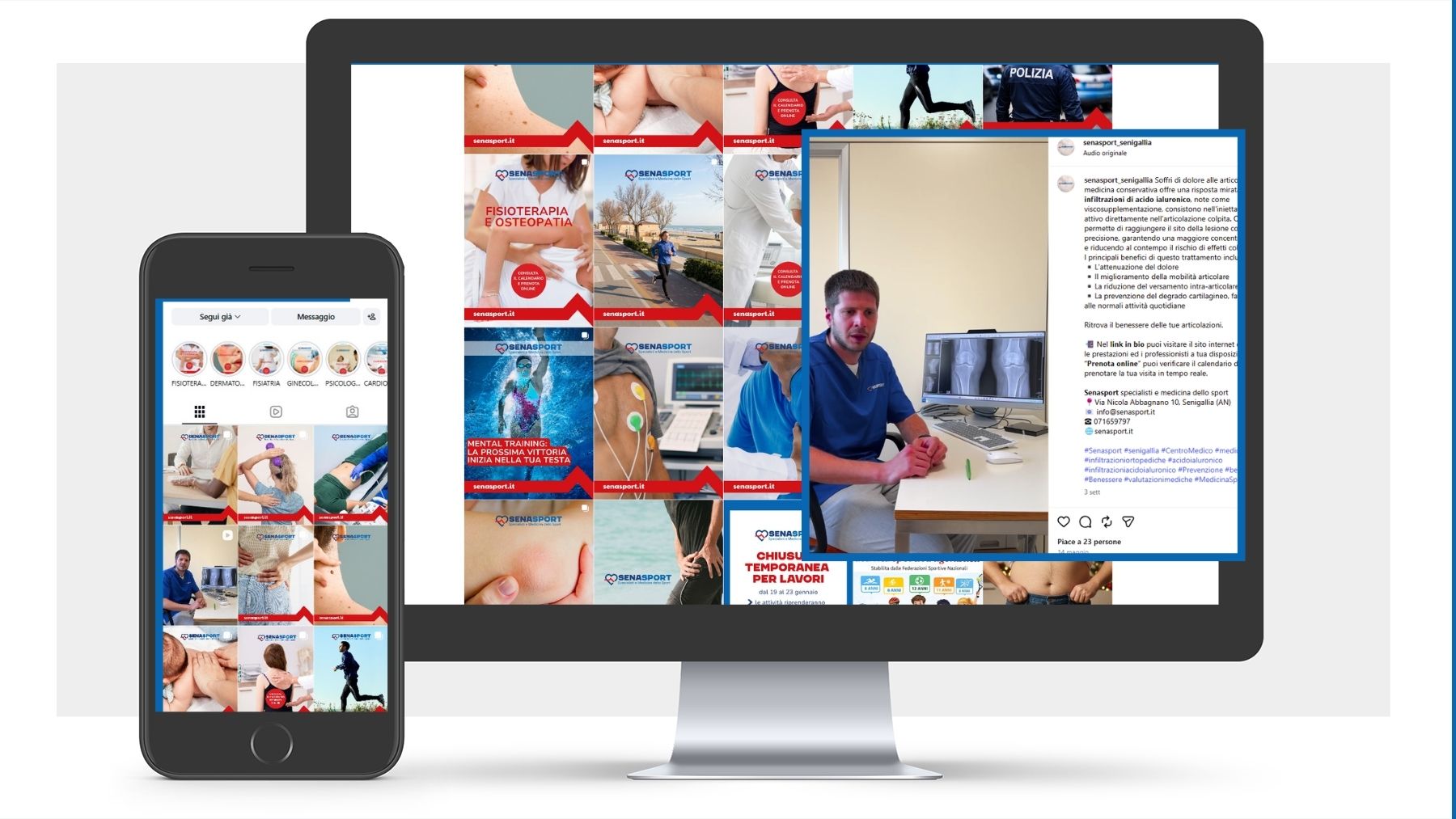 Progetto digitale Neikos per la comunicazione del centro medico Senasport